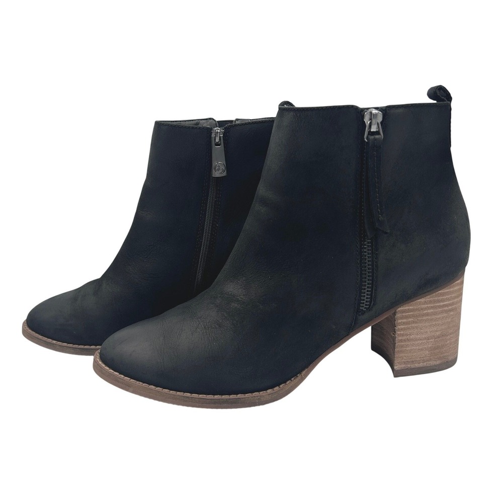 Blondo Black Leather Ankle Boots Women's 12M Nubuck Waterproof Zip Block Heel - Picture 7 of 12